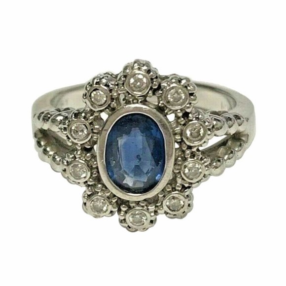 Jewelry - 14kt White Gold Sapphire & Diamond Art Deco Ring